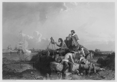 Het Atelier van Van Der Velde (gravure) door English School