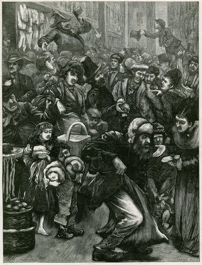 De zondagshandel vragen - een schets in Petticoat Lane door English School
