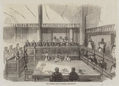 Het Hooggerechtshof van Madras (gravure) door English School