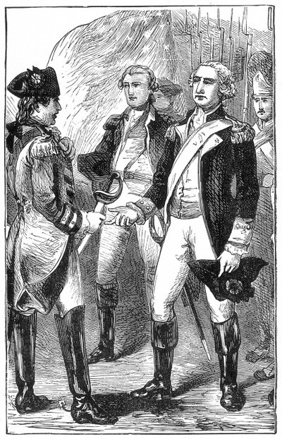 De Overgave van Cornwallis, uit De Geschiedenis van Frankrijk, door Emile de Bonnechose, uitgegeven door Ward, Lock en Co, Londen door English School