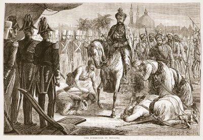 De Overgave van Moolraj, illustratie uit Cassells Geïllustreerde Geschiedenis van Engeland door English School