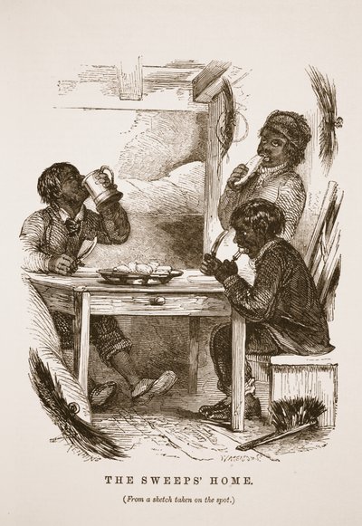 Het Huis van de Veegers, illustratie uit London Labour and London Poor door Henry Mayhew, pub. 1862 door English School