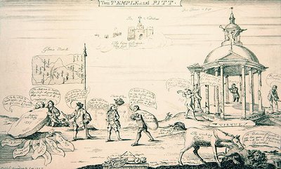 De Tempel en Pitt (gravure) door English School