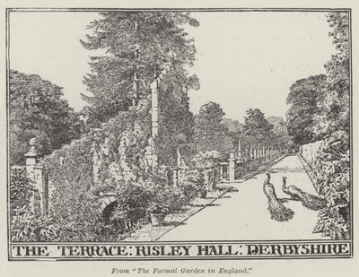 Het terras, Risley Hall, Derbyshire (gravure) door English School