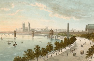 De Thames Embankment - kijkend naar het westen door English School