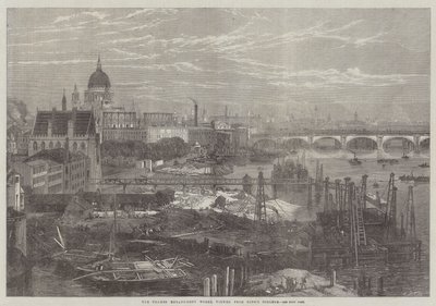 De Thames Embankment-werken, gezien vanaf King
