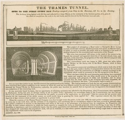 Het Thames Tunnel, elke dag open voor het publiek door English School