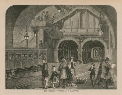 De Thames Tunnel als een spoorweg door English School