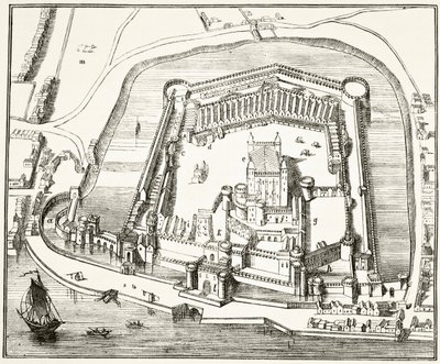 De Tower of London in de 15e eeuw, uit 