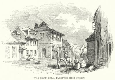 Het Stadhuis, Plympton High Street (gravure) door English School