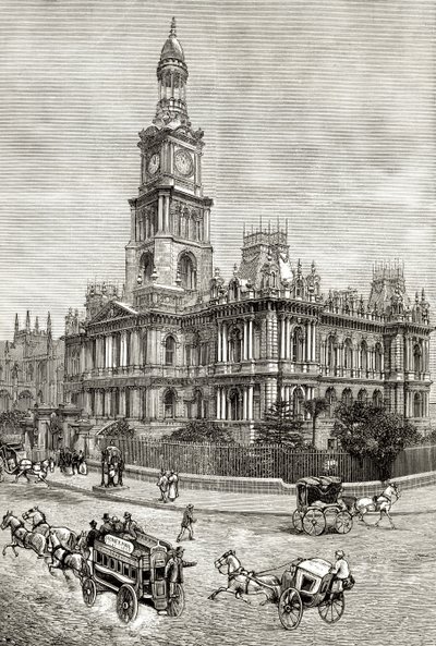 Het stadhuis, Sydney, ca. 1880, uit 