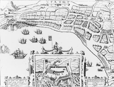 De Stad en het Platform van Fayall veroverd door de zeer Eerwaarde Graaf van Cumberland, 2 september 1589 door English School