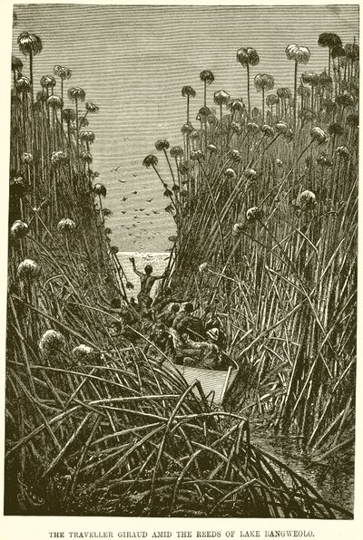 De reiziger Giraud tussen het riet van het Bangweolo-meer door English School