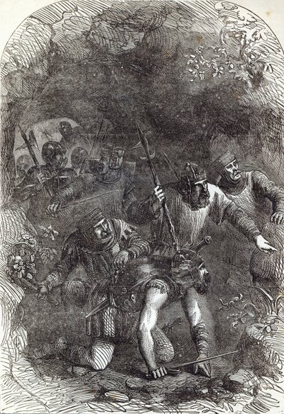 De Troepen van Lord Montacute in de Ondergrondse Gang, illustratie uit 