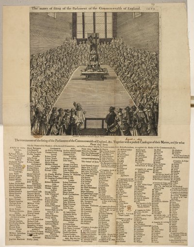 De ware manier van het zitten van het Parlement van het Gemenebest van Engeland, enz. Samen met een perfecte catalogus van hun namen en voor welke plaatsen ze dienen door English School