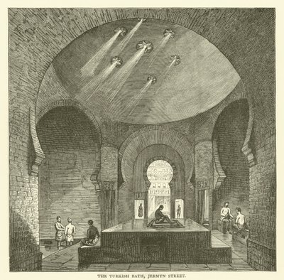Het Turkse bad, Jermyn Street (gravure) door English School