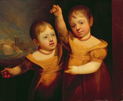 De Tweelingkinderen van Kapitein George Walsh, Meester Mariner van Selby, Yorkshire, c.1830 door English School