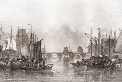 The Upper Pool, Pool of London, Rivier de Theems, Londen, Engeland door English School