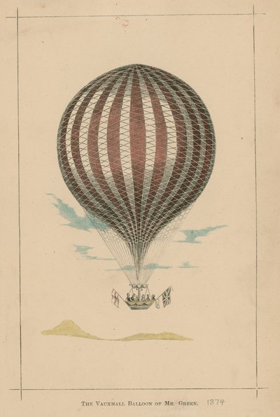 De Vauxhall ballon van Mr Green; Vauxhall Gardens, Londen door English School