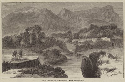 Het dorp Poke-Felum, nabij Hong-Kong (gravure) door English School