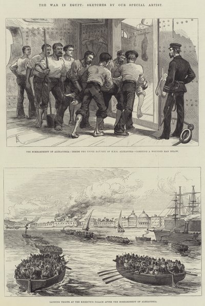 De Oorlog in Egypte (gravure) door English School