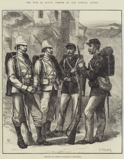 De oorlog in Egypte, Engelse en Amerikaanse mariniers in Alexandrië door English School