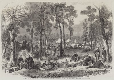 De oorlog in Italië, bivak van Franse troepen bij Cameriano (gravure) door English School