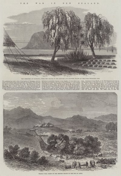 De oorlog in Nieuw-Zeeland (gravure) door English School