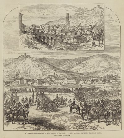 De oorlog in Spanje (gravure) door English School