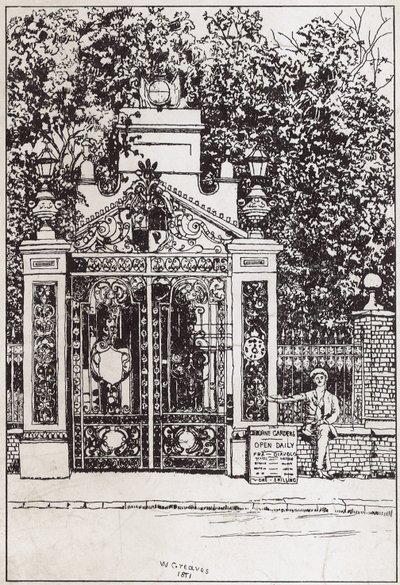 De waterside ingang, Cremorne Gardens door English School