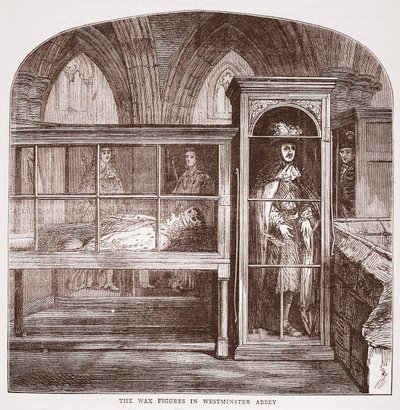 De wassen beelden in Westminster Abbey, ca. 1880 door English School