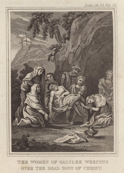 De vrouwen van Galilea huilen over het dode lichaam van Christus door English School