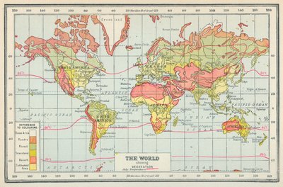 De wereld met vegetatie (kleurenlitho) door English School