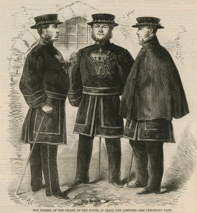 De Yeomen of the Guard in de Tower in hun nieuwe kostuum door English School