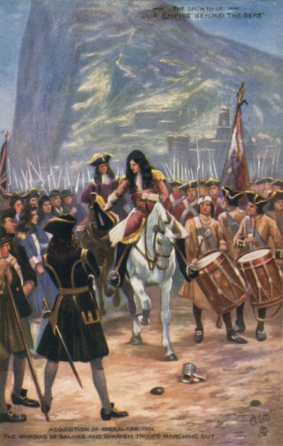 De verovering van Gibraltar door de Britten, 1704 door English School