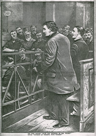De arrestatie van Oscar Wilde: Wilde in de beklaagdenbank door English School