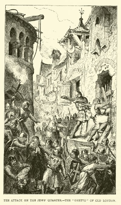 De aanval op de Jodenwijk, de Ghetto van Oud Londen door English School