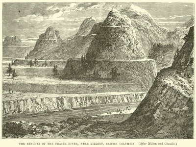 De banken van de Fraser River, nabij Lilloet, Brits-Columbia door English School