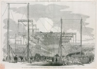 Het gebouw in Hyde Park, Londen, voor de Grote Tentoonstelling van 1851 door English School