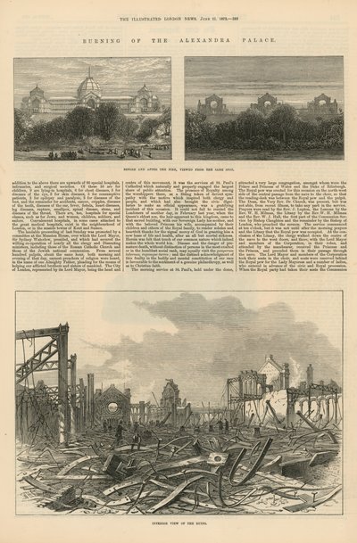 De brand van Alexandra Palace door English School