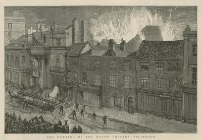 De brand van het Grand Theatre, Islington, Londen door English School