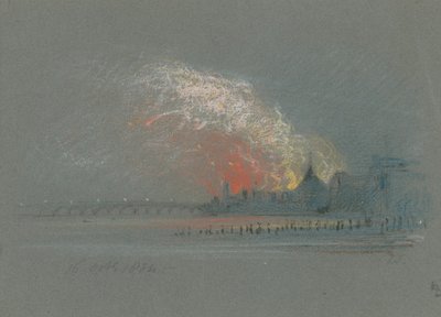 De brand van de Houses of Parliament, 16 oktober 1834 door English School