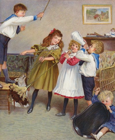 Het kinderconcert (kleurenlitho) door English School