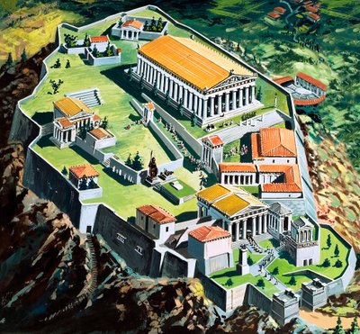 De stad Athene in het oude Griekenland door English School