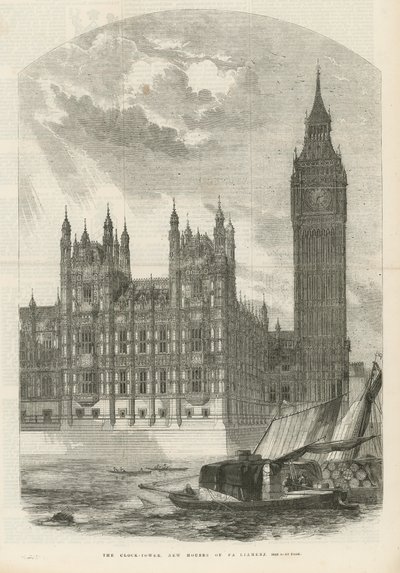De klokkentoren bij de nieuwe Houses of Parliament door English School
