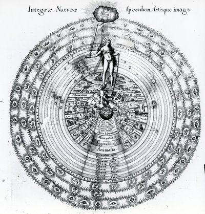 De correspondentie tussen de mens en het universum, uit Robert Fludd