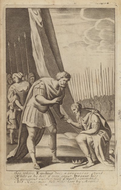 De verslagen Perseus aan de voeten van Lucius Aemilius Paullus in de Macedonische Oorlogen door English School