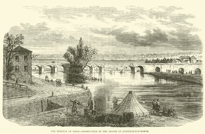 De verdediging van Parijs, vernietiging van de brug van Joinville-sur-Marne, november 1870 door English School