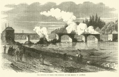 De verdediging van Parijs, de verbranding van de brug van Asnières, november 1870 door English School