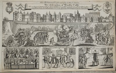 De beschrijving van Windsor Castle, illustratie uit Handelingen en Monumenten van John Foxe, negende editie, uitgegeven 1684 door English School